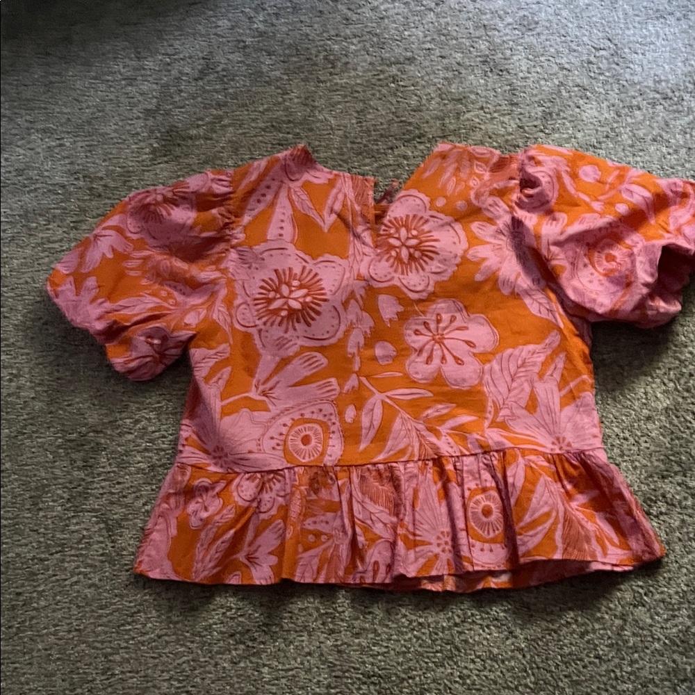 MELLODAY Vibrant Floral Puff Sleeve Blouse - Picture 3 of 3